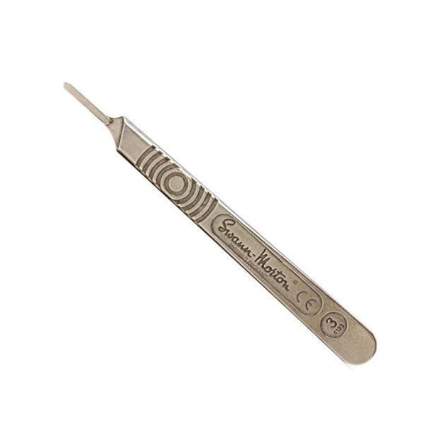Swann Morton : Scalpel Handle No 3 for blades 10 : 10a : 11 : 12 : 15 : 15a Solid Stainless Steel