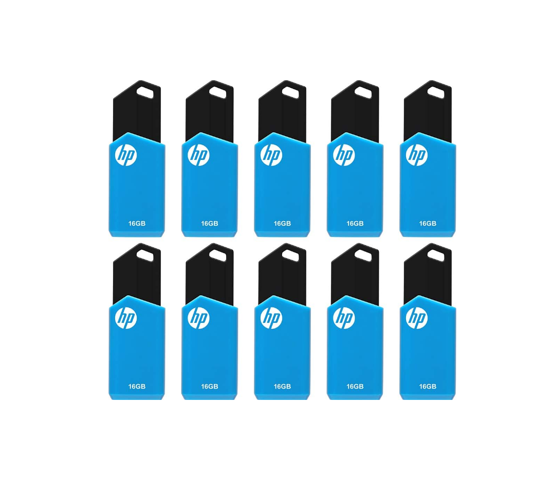 HP 16GB v150w USB 2.0 Flash Drive 10-Pack, Blue