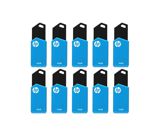 HP 16GB v150w USB 2.0 Flash Drive 10-Pack, Blue